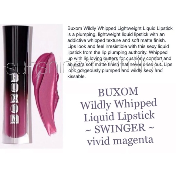 💋BUXOM Wildly Whipped Matte Lip Plumping Liquid Lipstick Magenta-Plum ~ SWINGER - Picture 4 of 6